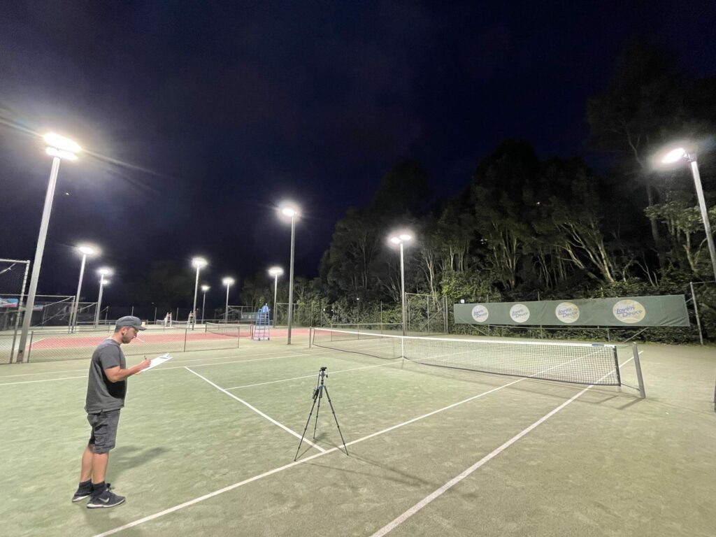 Tennis court lighting installation northern beaches